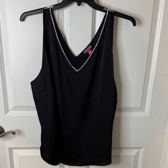 Vince Camuto Tops - Vince Camuto Black Tank Top with Rhinestone Trim